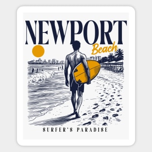 Vintage Surfing Newport Beach, California // Retro Surfer Sketch // Surfer's Paradise Magnet